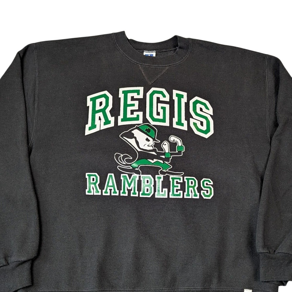 Vintage Russell Athletic Regis Ramblers Sweatshirt Black Made in USA Mens Large